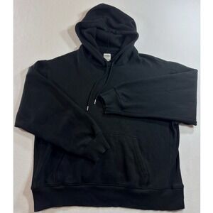 PINK‎ Victoria's Secret Hoodie Womens Large Black Pullover Sweatshirt Fleece L